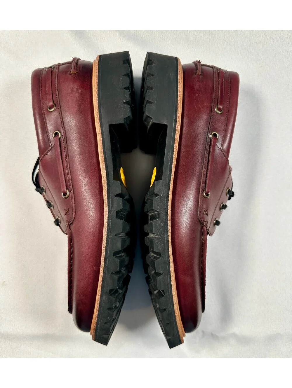 Easymoc Rockland 3-Eye Burgundy Leather Loafers Made in USA Men's 10.5 Vibram
